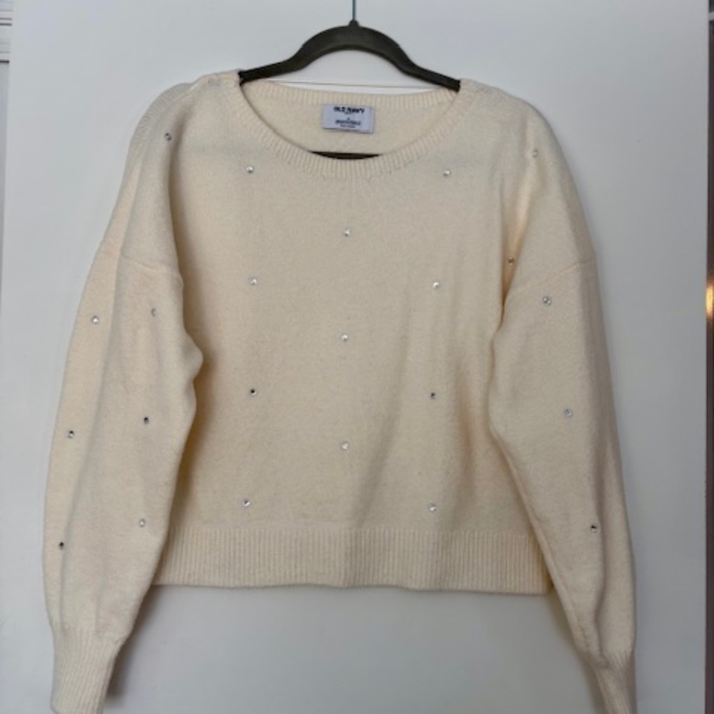 Old Navy, Soft Embellished Ivory Sweater, Size S